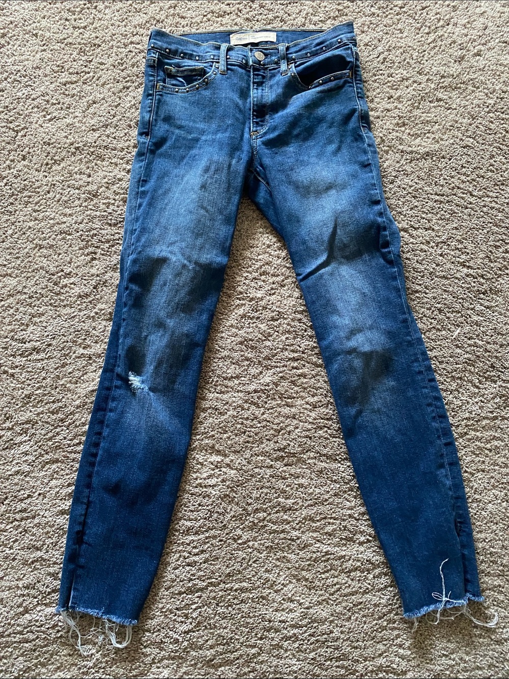 GAP Medium Blue Skinny Jeans with Raw Hem